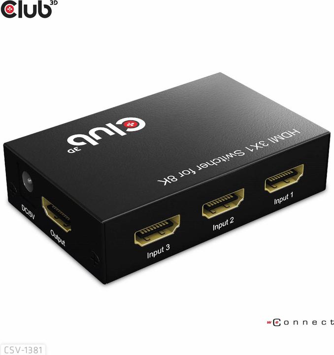 Produktbild Club 3D Club3D HDMI Switchbox 3 Eingänge -> 1 Ausgang 8K60Hz UHD retail