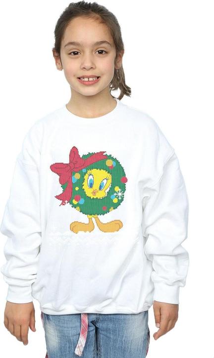 Actual product image Looney Tunes Girls Tweety Pie Christmas Fair Isle Sweatshirt (152, 158)