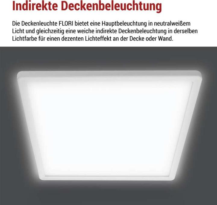 Actual product image Emos LED-Anbauleuchte FLORI quadrat, weiss, 18W, neutralweiss (1800 lm)