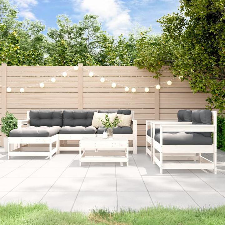 Image du produit VidaXL 7-tlg. Garten-Lounge-Set Weiss Massivholz Kiefer,Farbe