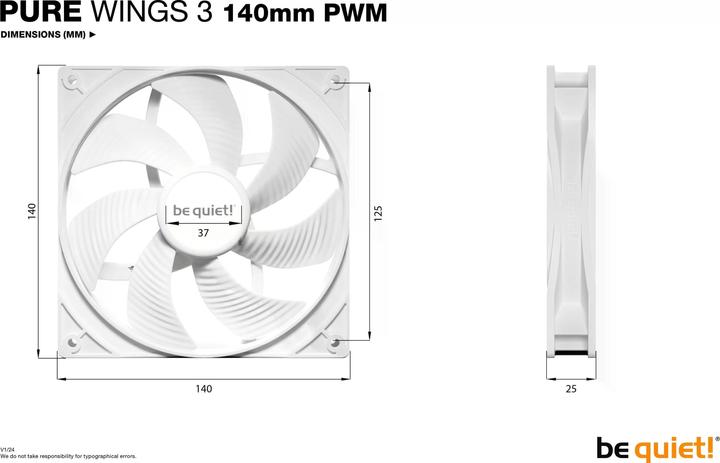 Produktbild be quiet! Pure Wings 3 PWM wh 140x140x25 (140 mm, 1 x)