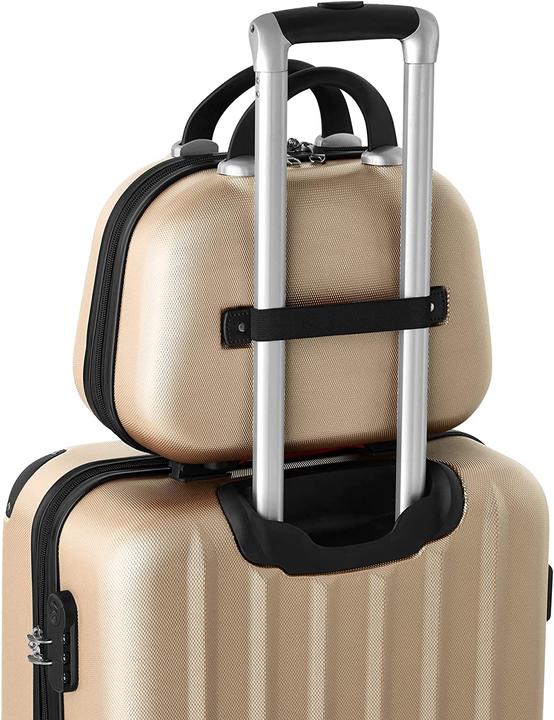 Immagine prodotto tectake 800763 Set di valigie 4 pezzi, champagne | No. 403411 (90 l, M (50 - 90l), L (90 - 115l), XL (da 115l))