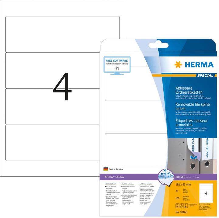 Image du produit HERMA Étiquettes classeur amovibles A4