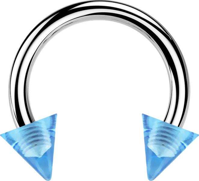 Produktbild Star Piercing Micro Circular Barbell silber mit zwei Cones hellblau transparent (ohne Messing, Acryl, Chirurgenstahl 316L)