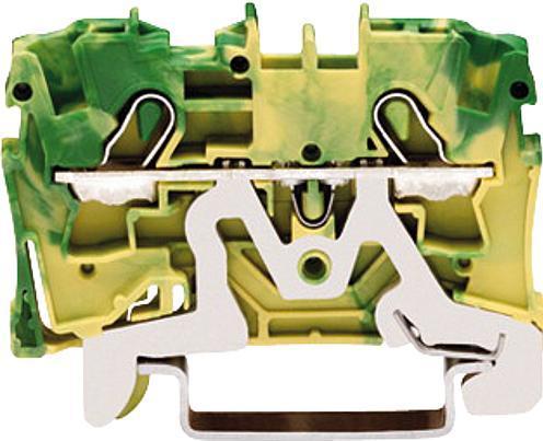 Actual product image Wago Din Rail Terminal 2x 4 Mm2 Green/Yellow