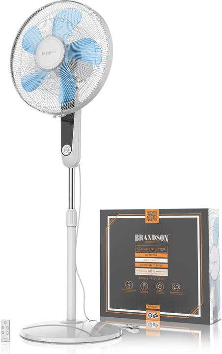 Produktbild Brandson Standventilator 45,5cm Ø, DC, leise, Fernbedienung, energiesparend, Oszillation, 25 Stufen, weiss (60 dB)