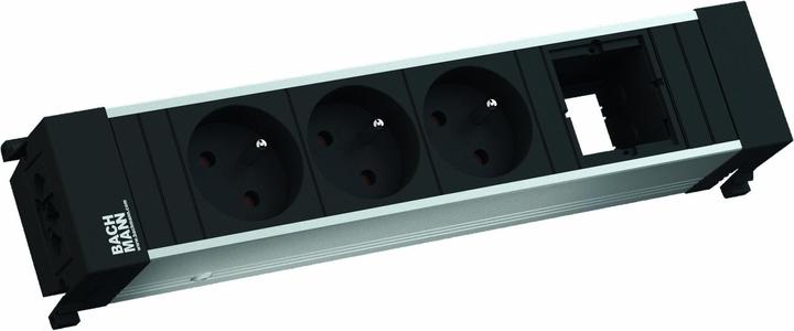Actual product image Bachmann CONFERENCE - 3 AC outputs - Indoor - Type E - Aluminum - Black - 260 mm (3 x, CEE 7/5, CEE 7/3)
