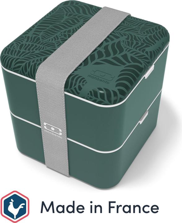 Actual product image Monbento Large Bento Box MB Square Jungle with Compartments Made in France - Leakproof Lunch Box for Work/Sch
