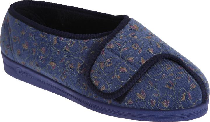 Produktbild Comfylux Helen Hausschuhe Mit Klettverschluss Blumenmuster Besonders Weite Passform (41)