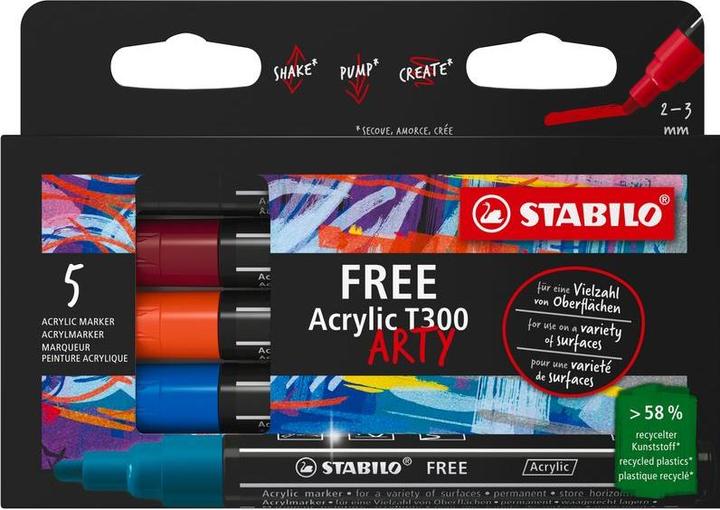 Immagine prodotto STABILO Gratis (Nero, Arancia, Red, Azzurro, Turchese, 3 mm, 5 x)