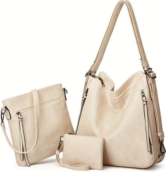 Only-Bags.Store 3 Stück/Set Vintage Top-Griff Hobo Bg, Retro-Umhängetasche mit grossem Fassungsvermögen, lässige