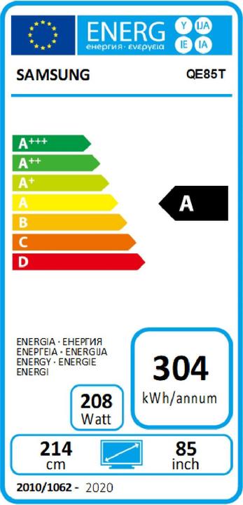 Etichetta energetica Samsung QE85T (3840 x 2160 pixel, 85")