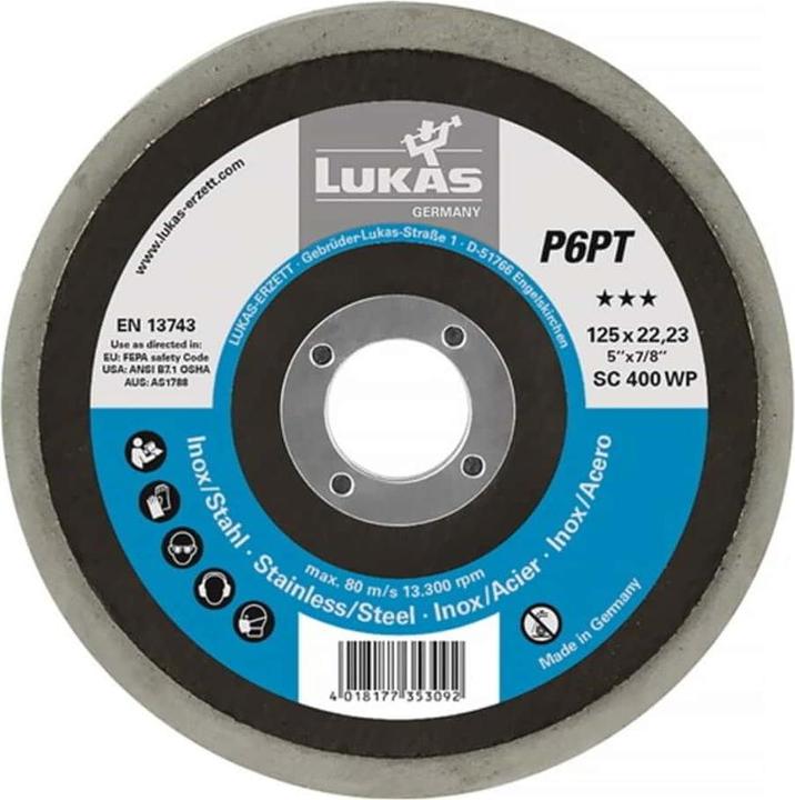 Polishing disc P6PT Ø 125 mm bore-Ø 22,23 mm P 240 fine white (P 240 fine)