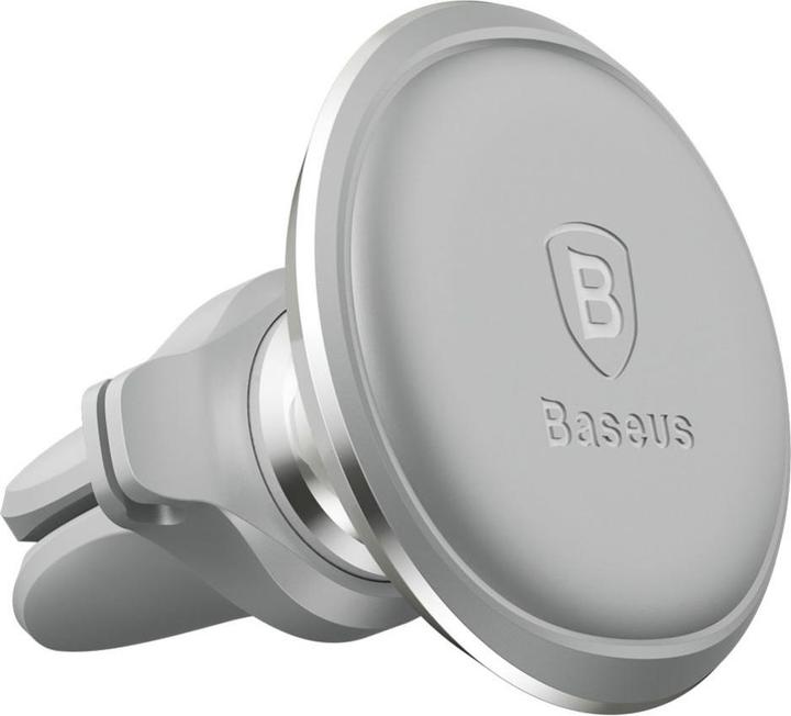 Actual product image Baseus Magnetic Air Vent Car Mount Holder with cable clip (silver)
