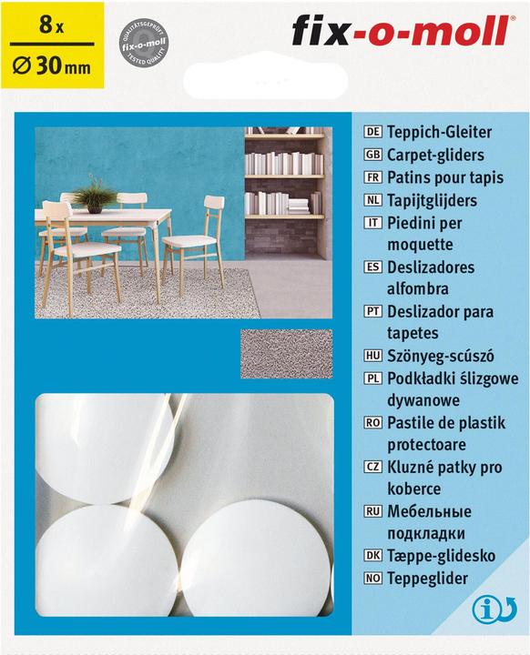 Fix-o-moll Patins pour tapis Ø 30 mm 8 x (Antidérapants pour tapis, 8 pièce(s))