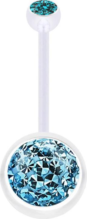 Produktbild Star Piercing Banane transparent mit Kugel Kristall aqua und Kugel Kristall aqua Epoxy Schutzschicht (ohne Messing, Bioflex)