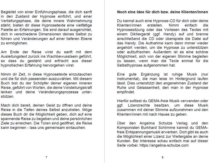 Actual product image Hypnosetexte zum Vorlesen und selber Zusammenstellen 6 (German, Angelina Schulze, 2023)
