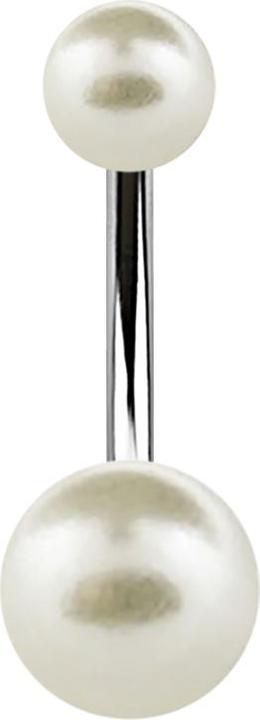 Produktbild Star Piercing Banane silber mit zwei Perlenkugeln créme (Chirurgenstahl 316L)