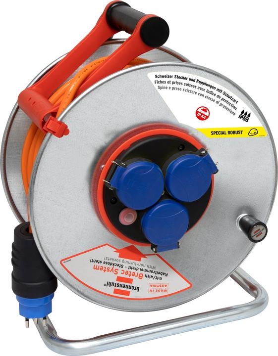 Immagine prodotto Brennenstuhl Garant SK + Bretec 290 IP44 cavo tamburo 50m AT-N07V3V3-F 3G1.5, spina T12/10A (IP55), 3-fold S (50 m, 1.50 mm².)