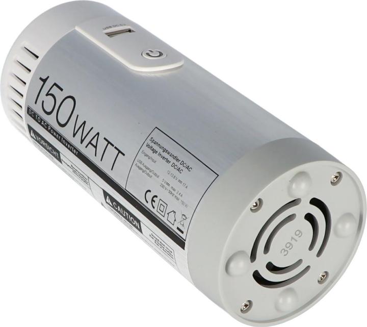 Actual product image Goobay Car voltage converter converts 12 V DC to 230 V AC, with protective contact socket and USB output
