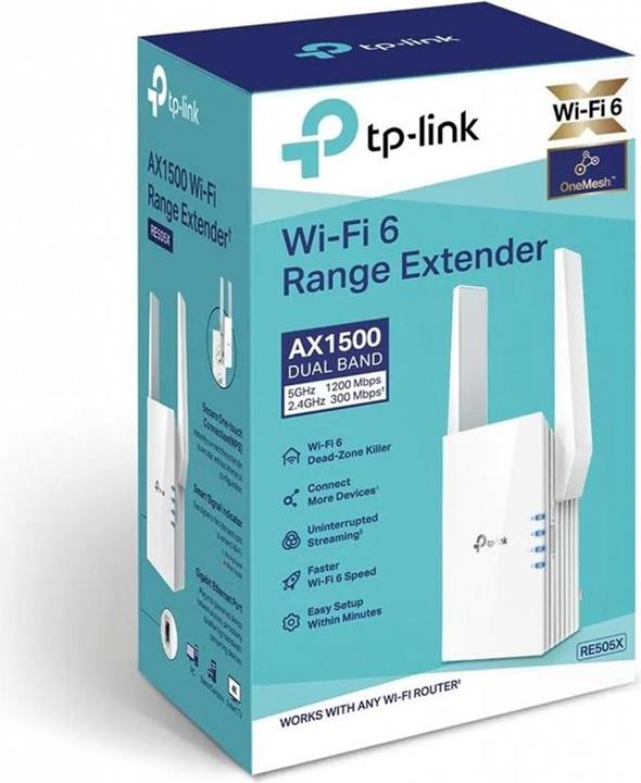 Produktbild TP-Link RE505X Wi-Fi 6 WLAN Repeater AX1500 (1200 Mbit/s, 300 Mbit/s)