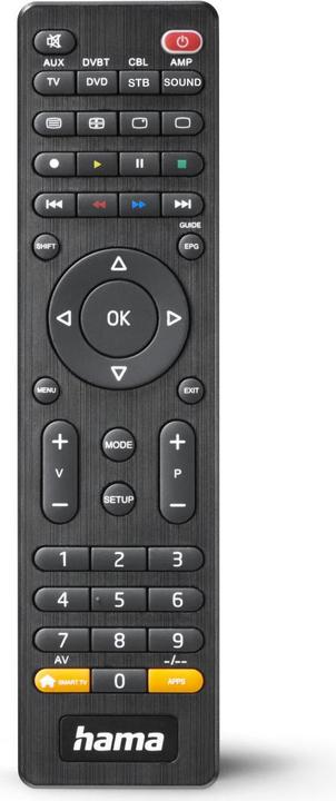 Hama Universal TV remote control, infrared, for 8 devices, with App button (Universal remote control, Infrared)