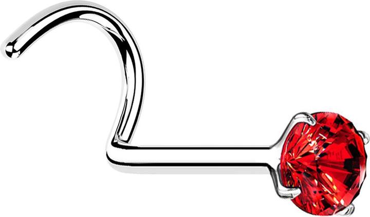Image du produit Star Piercing Nasenstecker gebogen silber runder Kristall rot gefasst (sans laiton, Argent sterling 925)