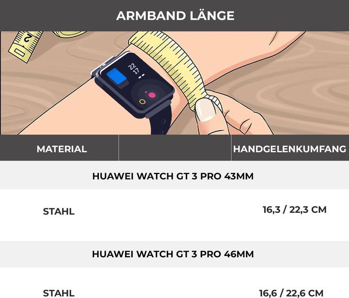 Produktbild Strap-it Stahlarmband (22 mm, Edelstahl, Huawei Watch GT)
