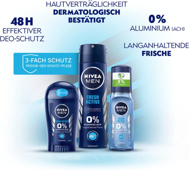 Immagine prodotto NIVEA Deo Fresh Active Spray Uomo 150 ml (Getto vaporizzato, 150 ml)