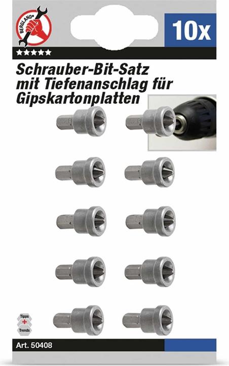 Actual product image BGS Bit Set with Depth Stop for Plasterboard 6.3 mm (1/4") Drive Cross Slot PH 2 10 pcs. (6.3 mm)