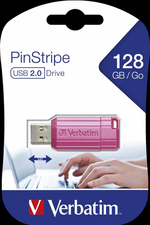 Actual product image Verbatim USB DRIVE 2.0 PINSTRIPE 128GB STORE?N?GO HOT PINK (128 GB, USB-A)