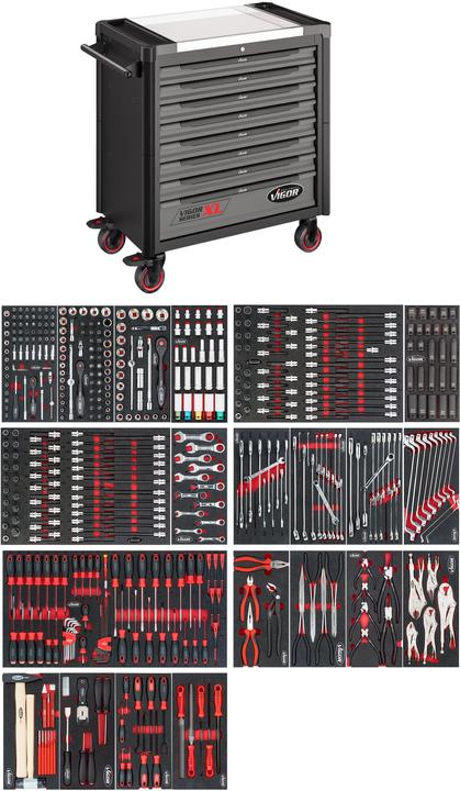 Produktbild Vigor Vig Werkstattwagen best?ckt V4481-X/499| 1000 XL EDELST. INKL. SORT.499TLG. (499 x)