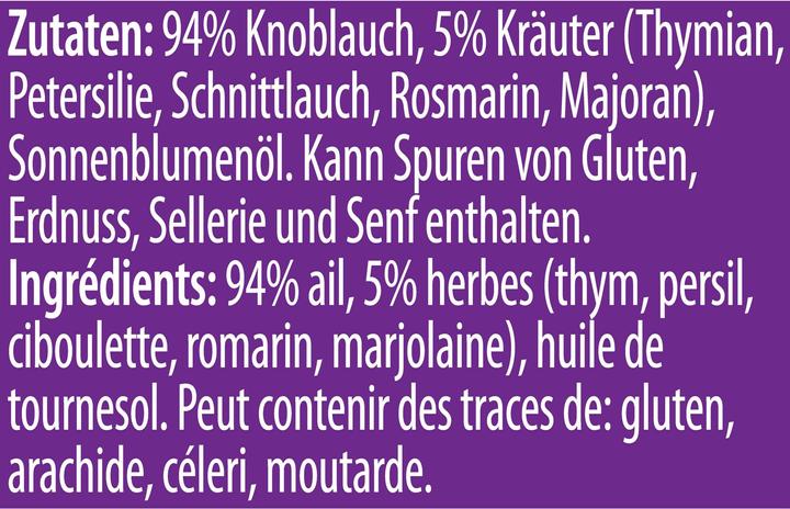 Nährwerte und Zutaten Knorr 100% Natürlich Gewürzflocken Knoblauch, Würzmittel Streuer, Würzen ohne Salz und Zucker (51 g)