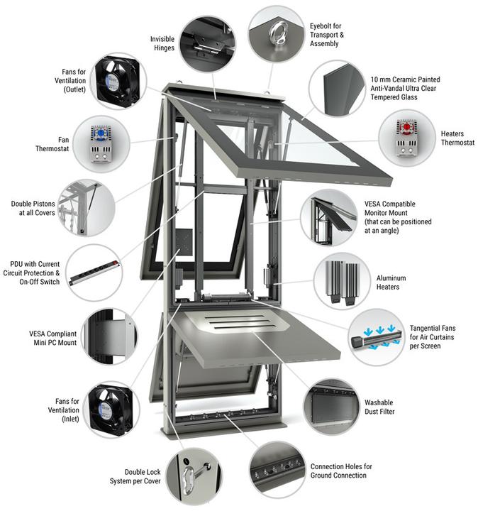 Actual product image DSS Outdoor stele portrait, 55" screen, doubleside