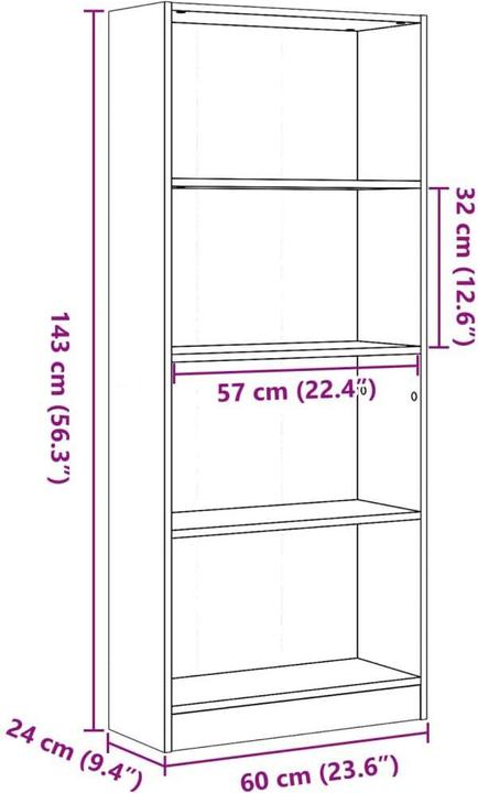 Immagine prodotto VidaXL Bücherregal (60 x 24 x 143 cm)