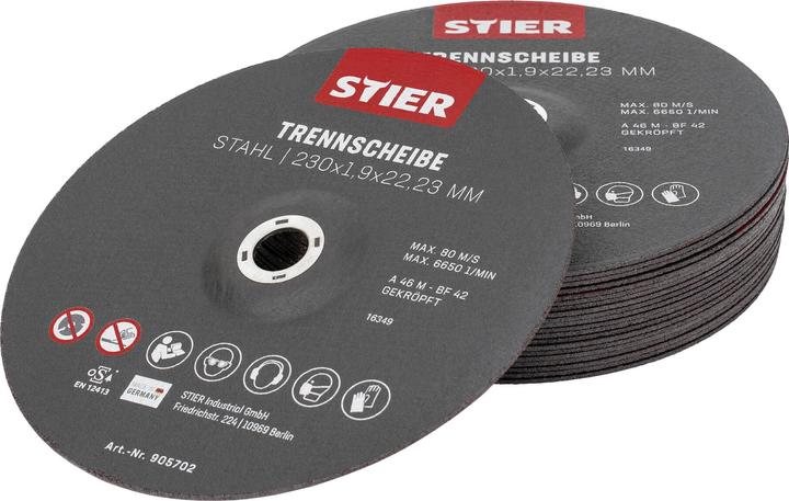 Image du produit Stier Disques à tronçonner acier 230 x 1,9 x 22,23 forme 42 à moyeu déporté