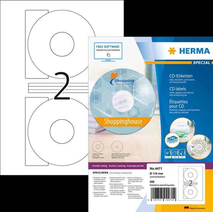Actual product image HERMA CD labels A4
