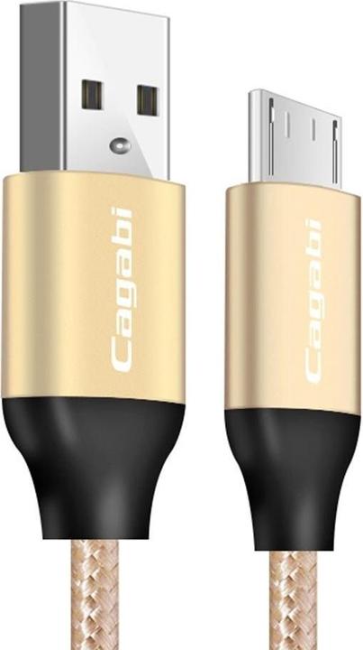 Image du produit Cagabi Cordon de charge Micro-USB, 3m, rond, couleur or (3 m)