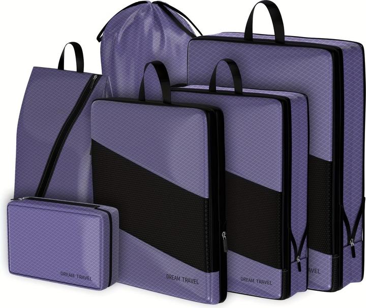 Only-Bags.Store 6 Stück Kompressions-Packwürfel für Koffer, erweiterbare Aufbewahrungstaschen für Reiseutensilien