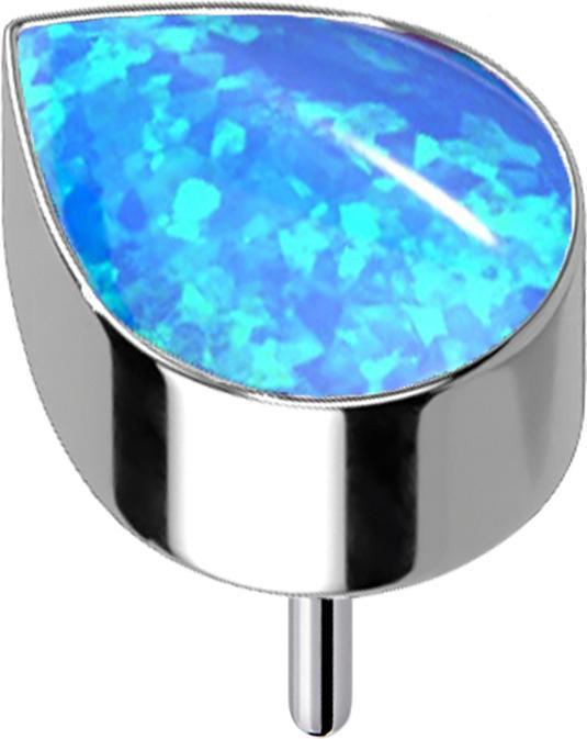 Produktbild Star Piercing Threadless silber mit Tropfen Opal blau (ohne Messing, Titan G23)