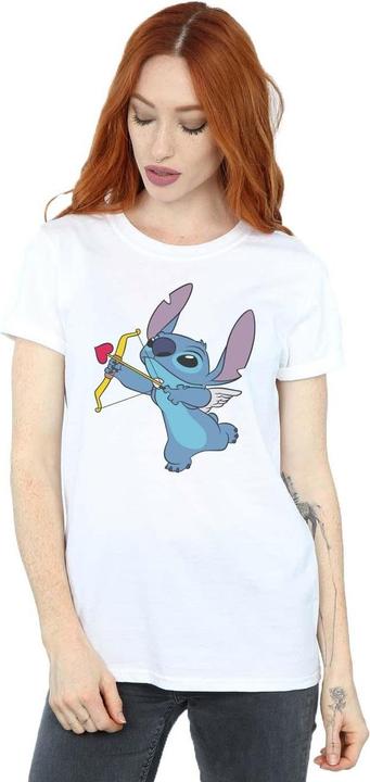 Actual product image Disney Womens/Ladies Lilo And Stitch Stitch Cupid Valentines Cotton Boyfriend T-Shirt (S)
