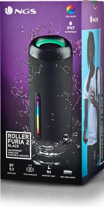 Actual product image NGS Enceinte Nomade Bluetooth Roller Furia 2 (Noir) (9 h, Rechargeable battery operated)