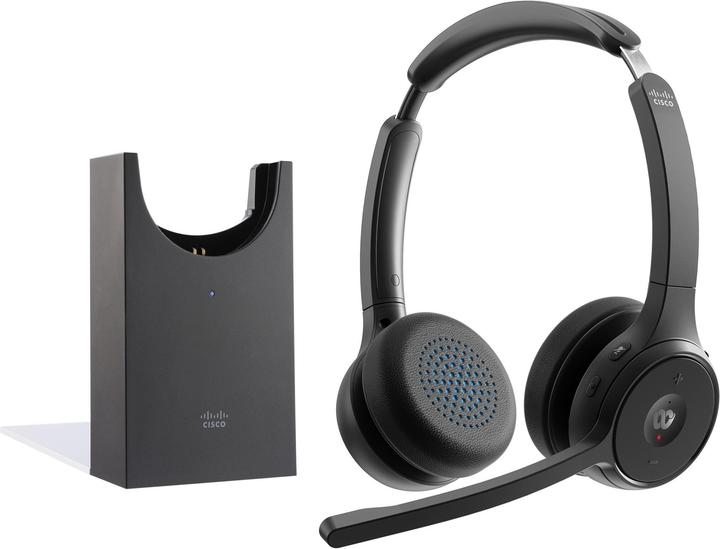 Actual product image Cisco Headset 722 Wireless Dual+Stand Carbon Black Usba Bundle (Wireless, USB-A)