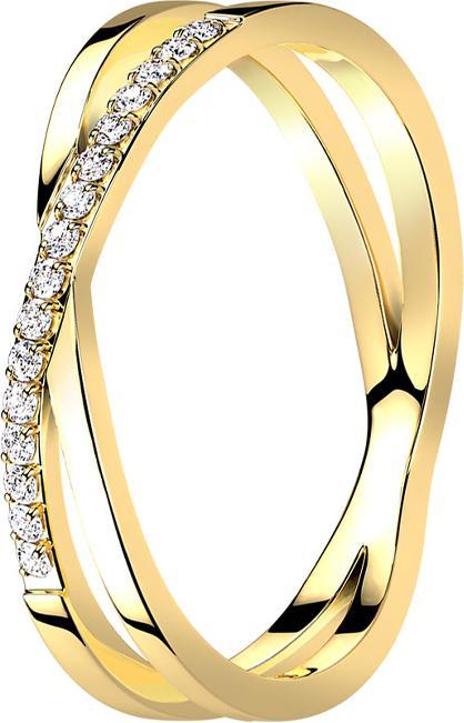 Produktbild Star Piercing Ring vergoldet Kreuz X mit Kristallen (60, 925 Silber)