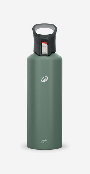Image du produit Quechua Gourde 500 alu 1L avec bouchon ouverture rapide pour la randonnée - Vert (1 l)