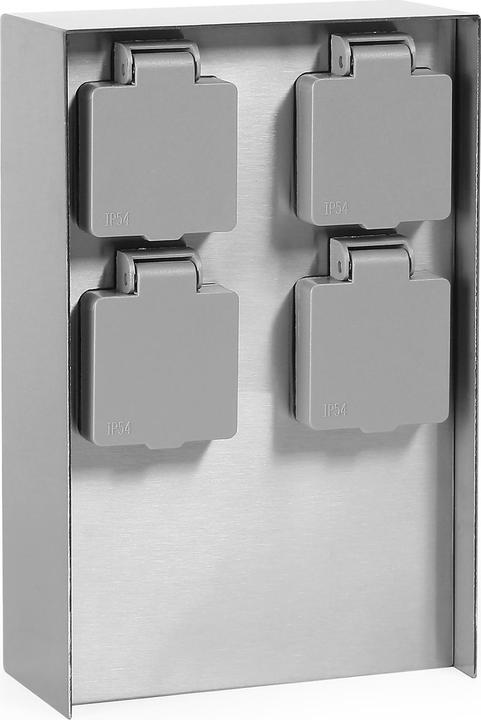 Produktbild Wiltec Gartensteckdose 4fach Edelstahl Aussensteckdose IP44 Steckdosensäule Steckdose