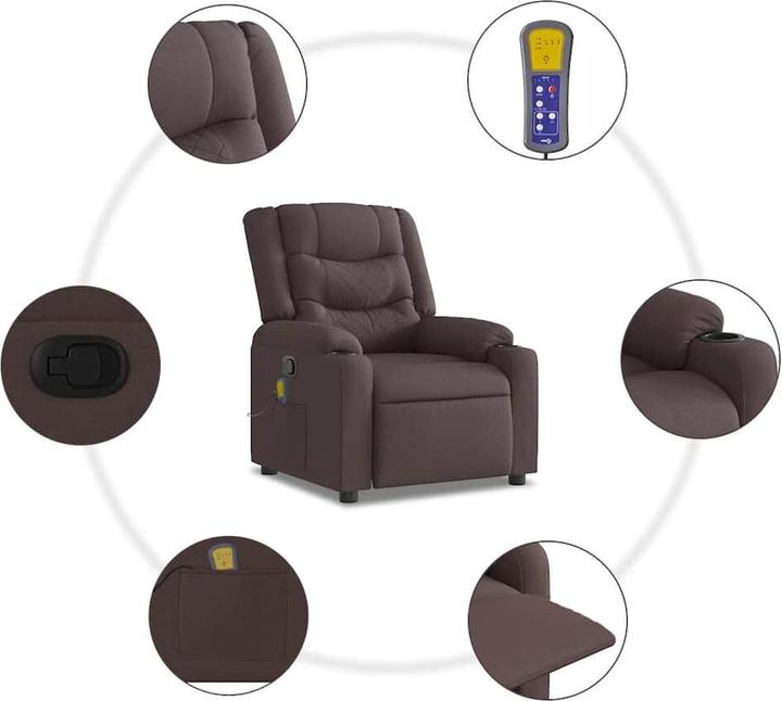 Image du produit VidaXL Fauteuil de massage Tissu Marron Foncé