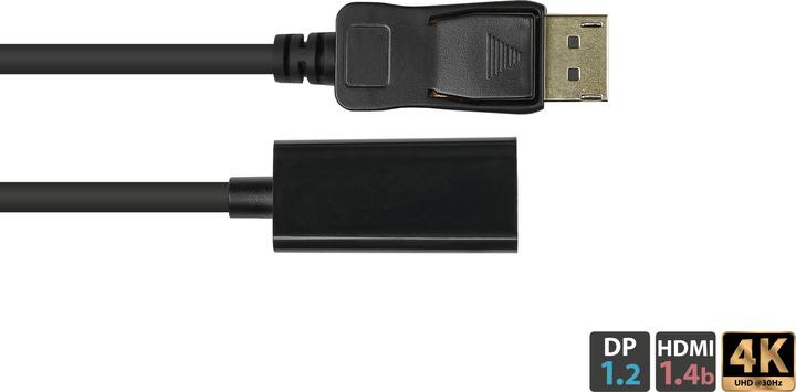 Image du produit Good Connections Adaptateur DisplayPort 1.2 mâle vers HDMI 1.4b femelle, 4K @30Hz, contacts dorés, env. 20cm, Good C (Prise jack, 20 cm)
