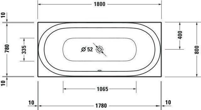 Actual product image Duravit Bathtub Soleil by Starck 180x80 rectangle two back slopes white (226 l, 180 cm, 80 cm)