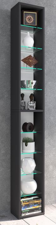 Produktbild VCM Holz CD DVD Stand Regal Rasato mit Glasböden (152 x 21 x 20 cm)